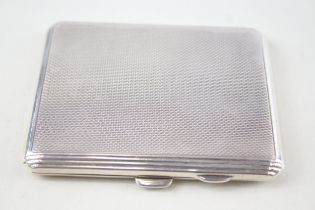 Vintage 1938 Birmingham Sterling Silver Engine Turned Cigarette Case (91g) - Maker - S M Levi Ltd