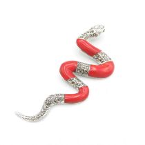 HM Sterling Silver 925 Snake pendant set with red stones and stone eyes (10.6g) In excellent
