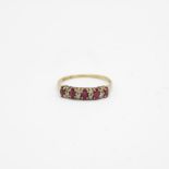 9ct gold vintage marquise cut ruby & diamond half eternity ring Size O 1/2 - 1.4 g