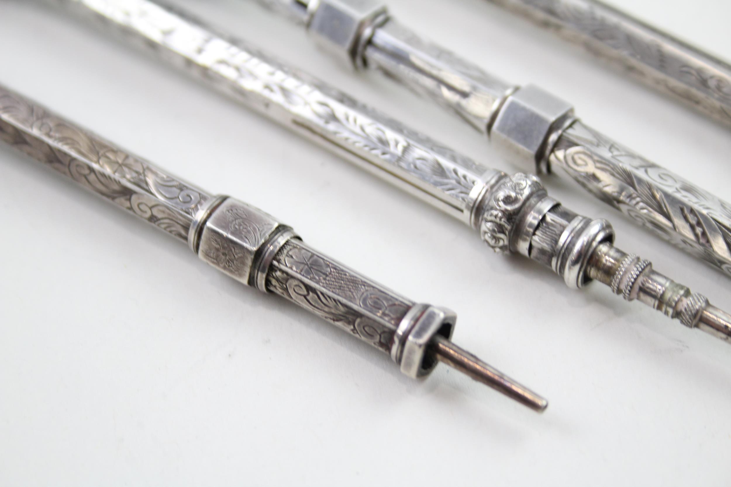 4 x Antique / Vintage .800 SILVER Pencils & Dipping Nib w/ Wax Seals (58g) - Untested XRF TESTED FOR - Bild 3 aus 6