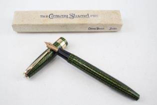 Vintage CONWAY STEWART 60L Green Casing Fountain Pen w/ 14ct Gold Nib WRITING - Boxed Dip Tested &