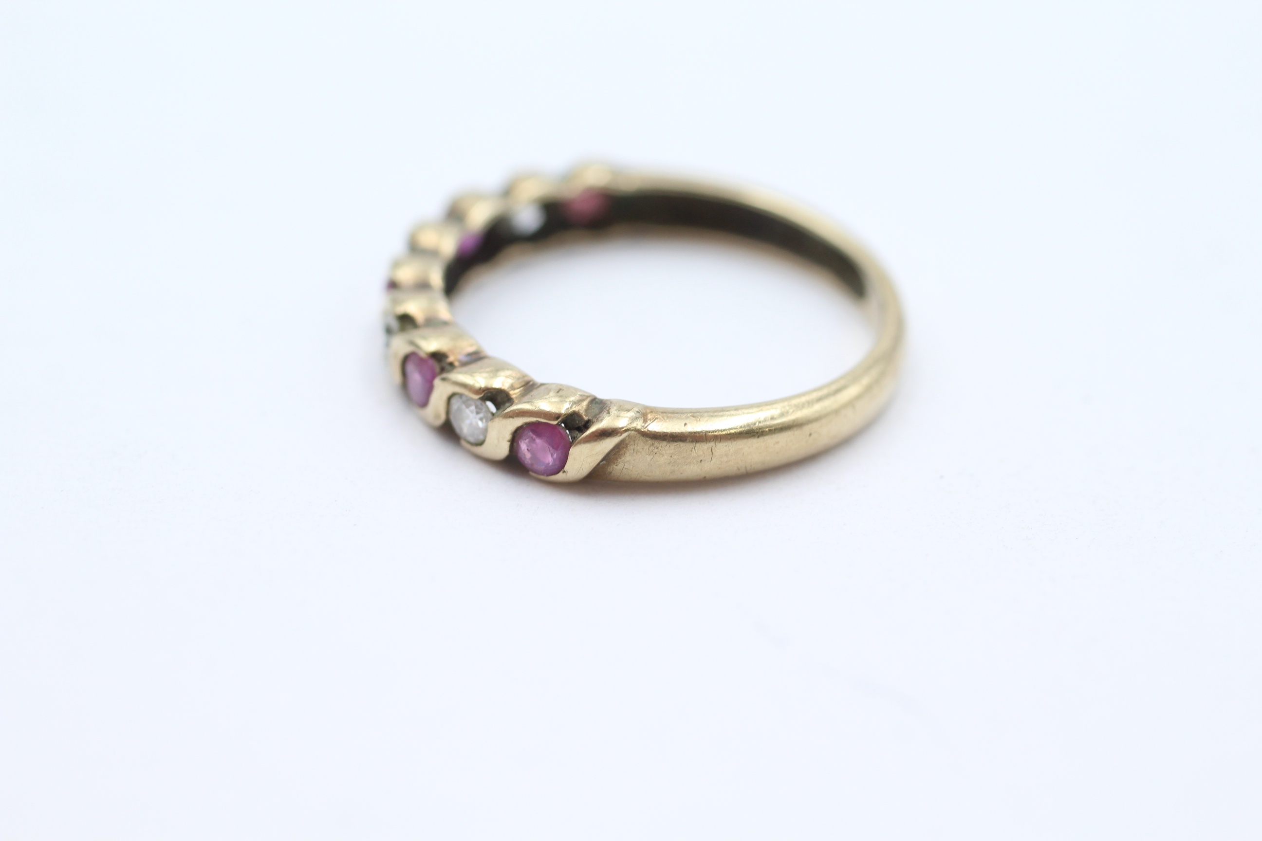 9ct gold diamond & ruby nine stone ring Size N - 1.9 g - Image 4 of 4