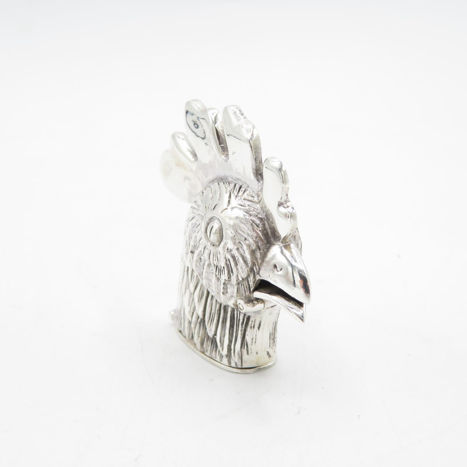 925 Sterling Silver HM articulated Cockerel Vesta with spring loaded lid in excellent condition - - Image 2 of 4