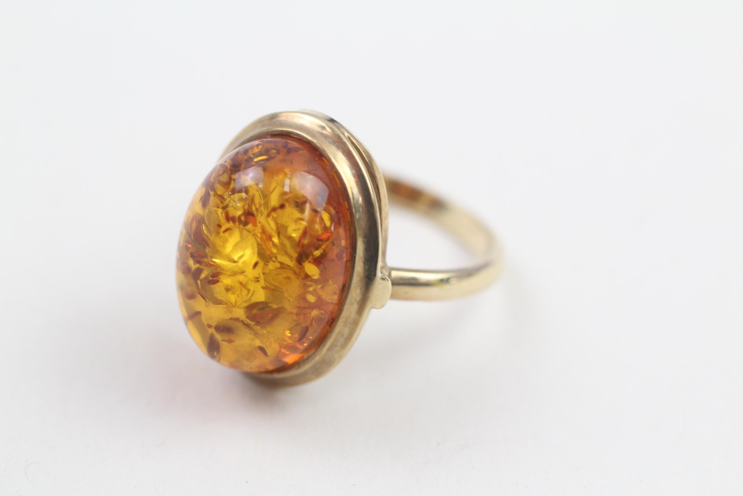 9ct gold cabochon cut amber dress ring (3.6g) Size L - Bild 2 aus 4