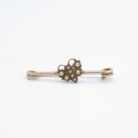 9ct gold antique seed pearl butterfly bar brooch (1.3g)