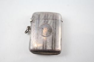 Antique 1914 Chester Sterling Silver Vesta Case w/ Blank Cartouche (44g) - Maker - George Unite