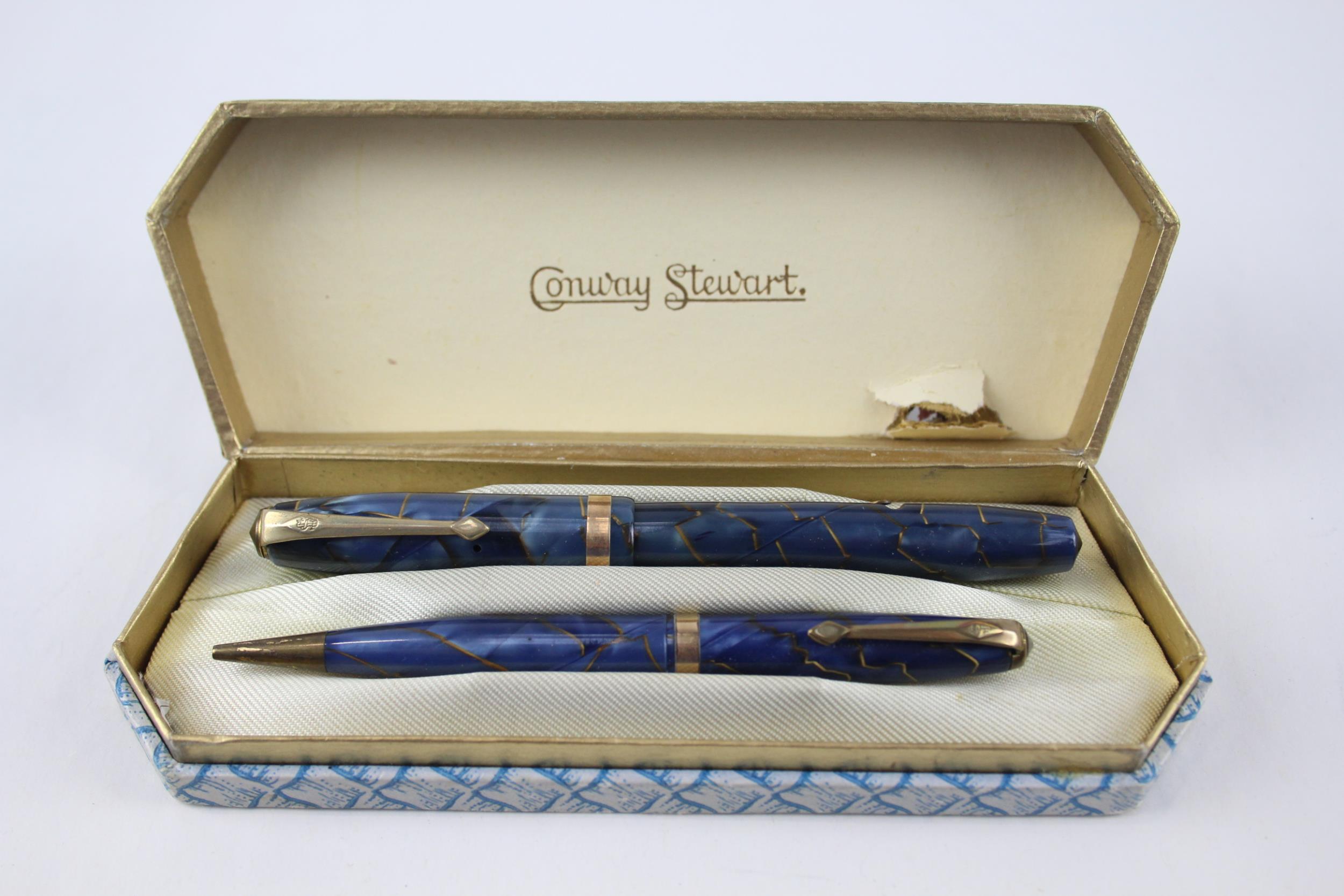 Vintage CONWAY STEWART 84 Navy Casing Fountain Pen w/ 14ct Gold Nib, Pencil Etc - w/ 14ct Gold