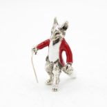 925 Sterling Silver HM Magnificent Mr. Fox silver and enamel character (12.6g) 35mm high in