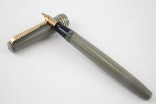 Vintage PARKER Victory Grey Fountain Pen w/ 14ct Gold Nib WRITING - Dip Tested & WRITING In