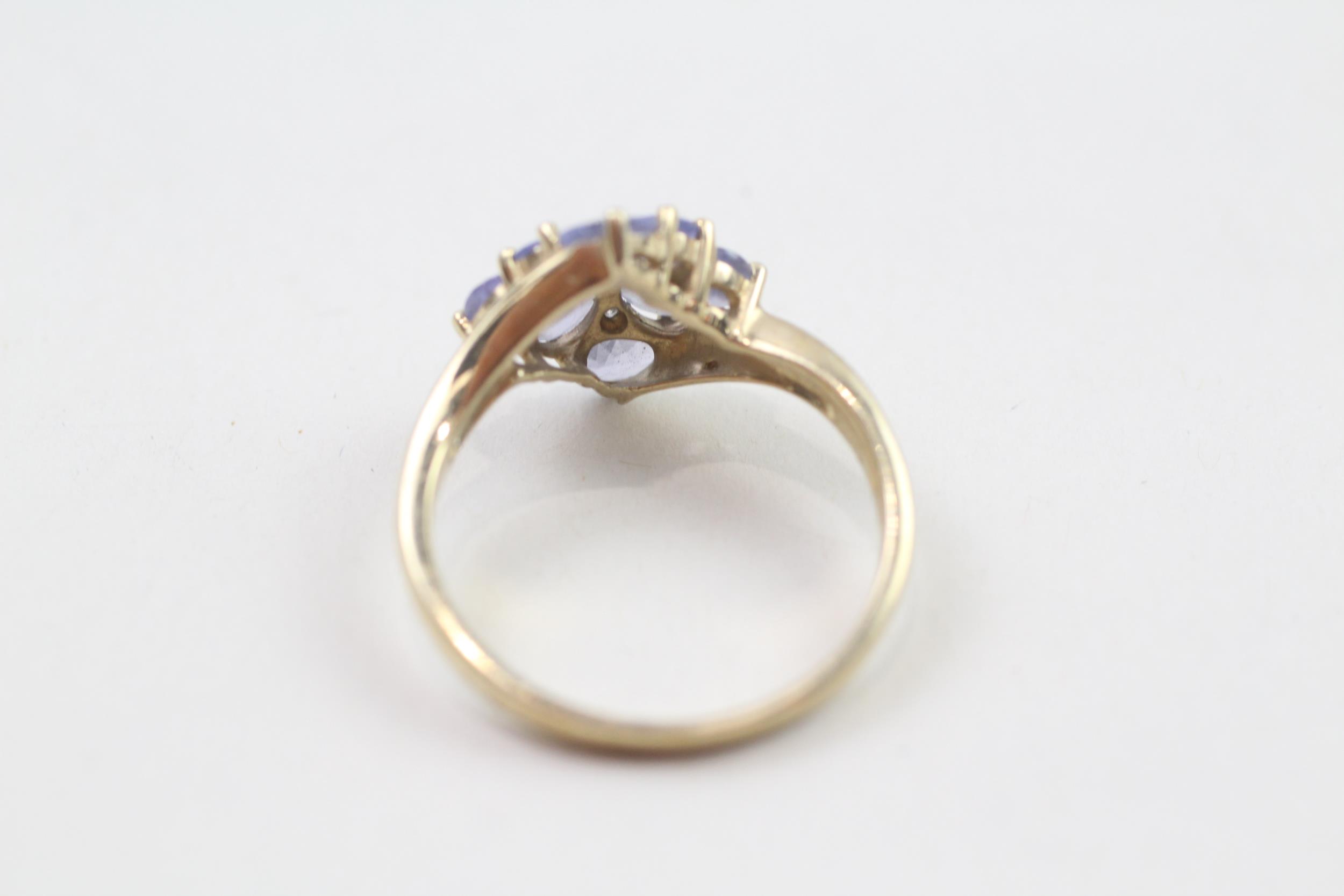 9ct gold tanzanite & diamond cluster ring (2.8g) Size P - Image 3 of 3