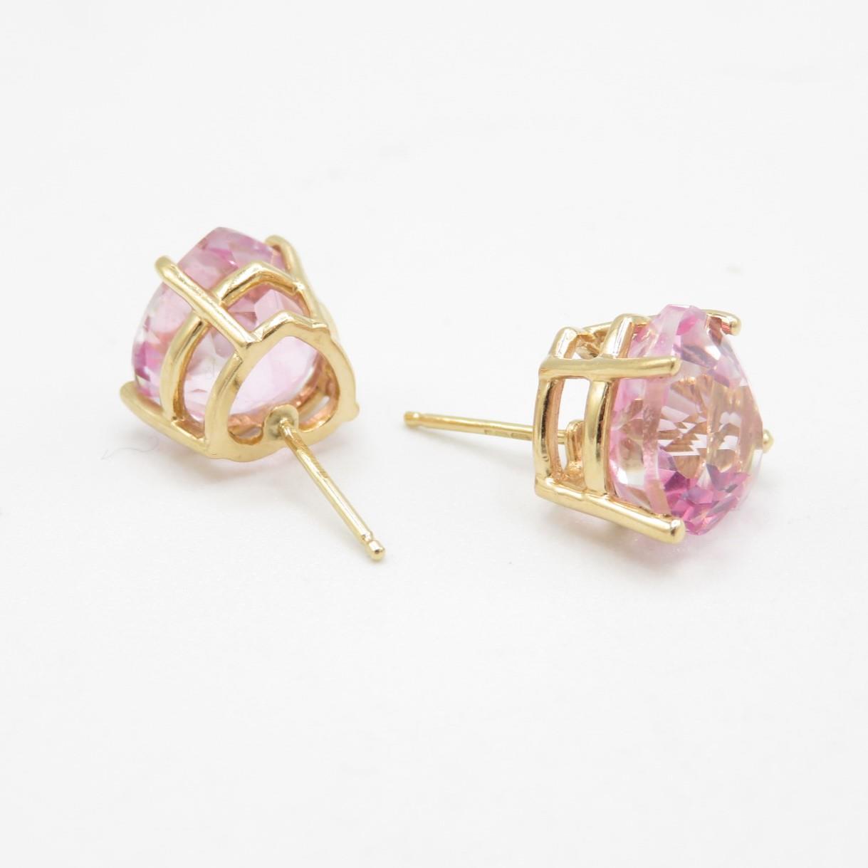 HM 9ct gold stud earrings with large pink paste stones (4.1g) - Image 3 of 4