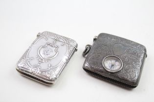 2 x Antique .925 Sterling Silver Vesta / Match Cases Inc Edwardian Etc (51g) - In antique
