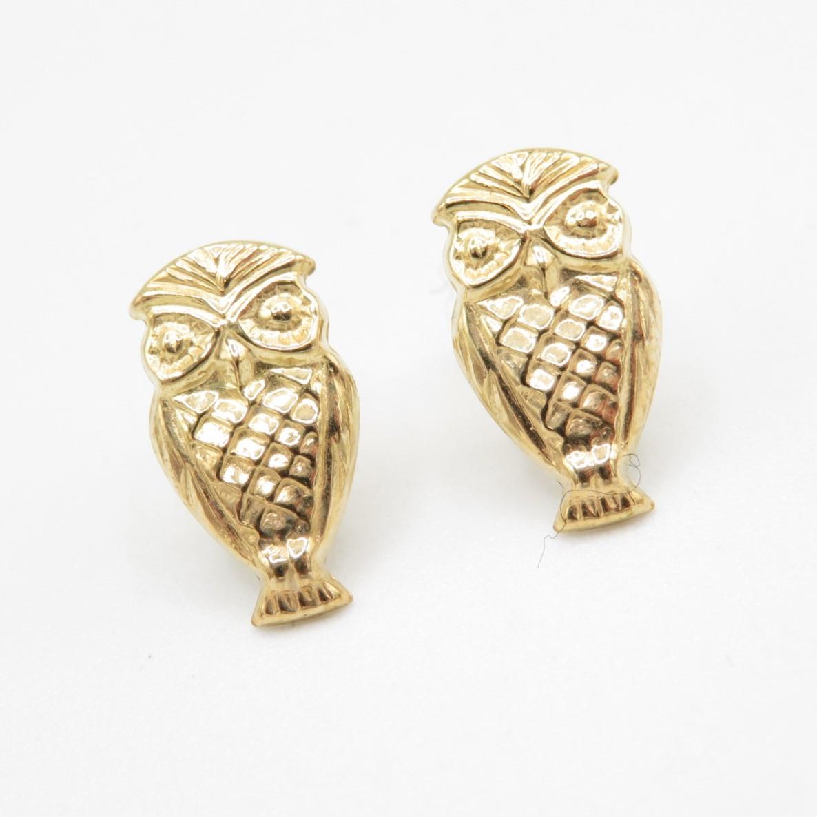 Boxed set of 9ct gold Owl earrings in WWF box