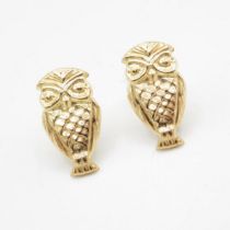 Boxed set of 9ct gold Owl earrings in WWF box