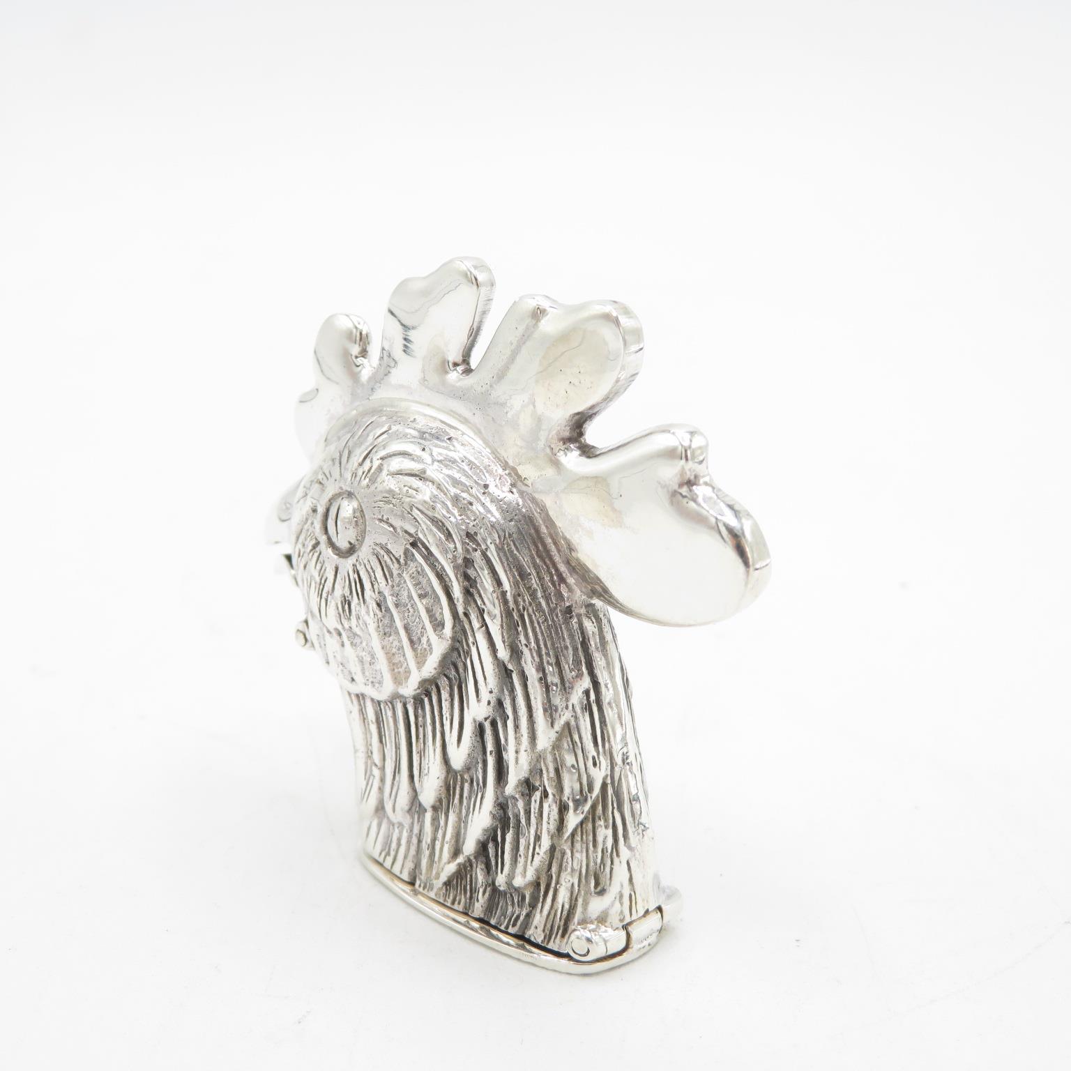 925 Sterling Silver HM articulated Cockerel Vesta with spring loaded lid in excellent condition - - Image 3 of 4