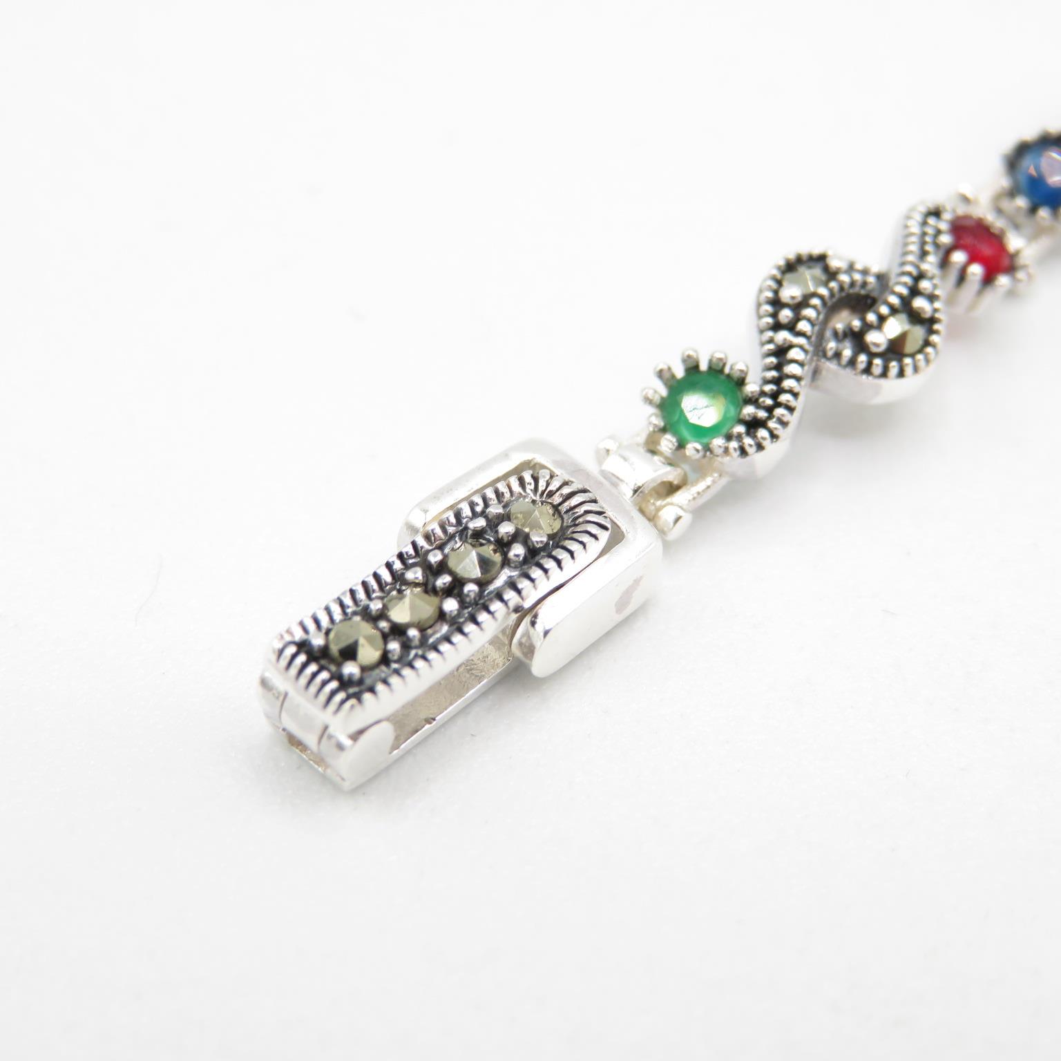 HM 925 Sterling Silver bracelet set with green, blue and red stones (12g) in excellent condition - - Bild 3 aus 5