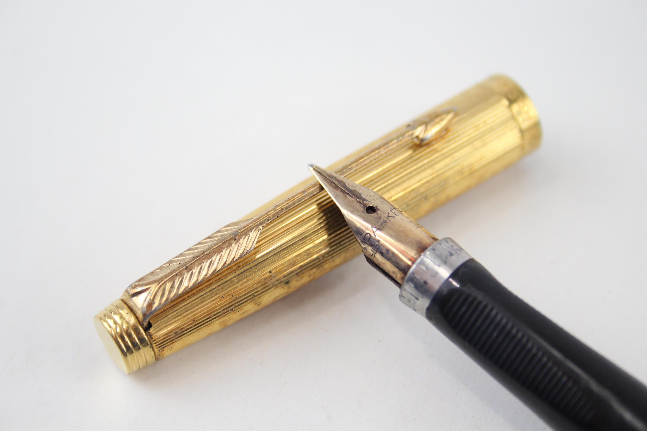 Vintage PARKER 75 Gold Plated Fountain Pen w/ 14ct Gold Nib WRITING - Dip Tested & WRITING In - Bild 2 aus 4