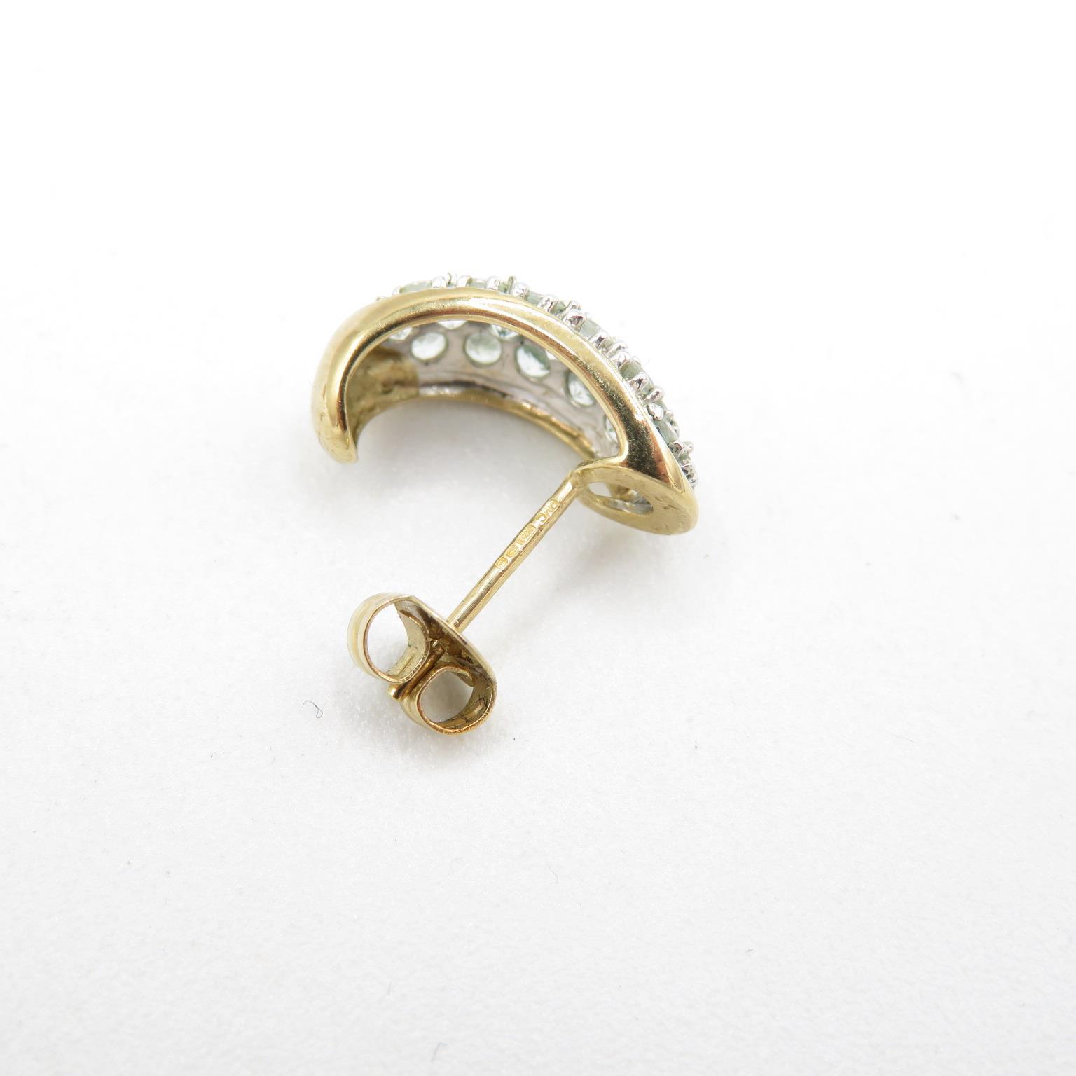 9ct gold blue gemstone c-hoop earrings with scroll backs - 2.6 g - Image 5 of 5
