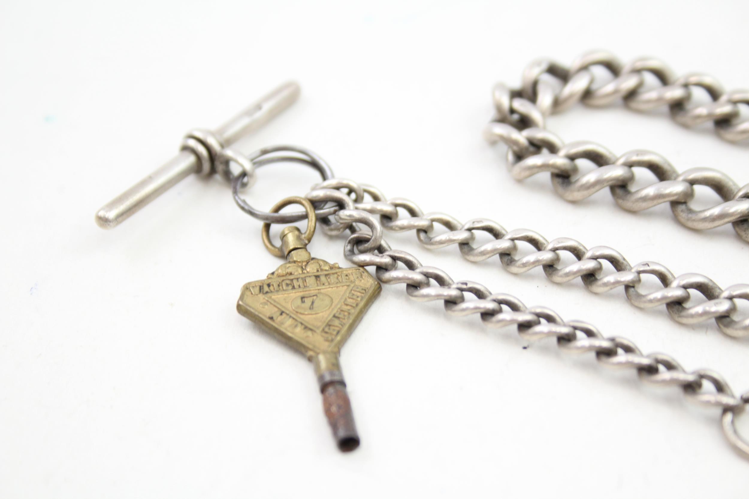 A silver albert chain and shield fob (73g) - Image 3 of 6