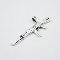 HM Sterling Silver 925 AK47 pendant with bail in excellent condition (12.3g) - measures 66mm long