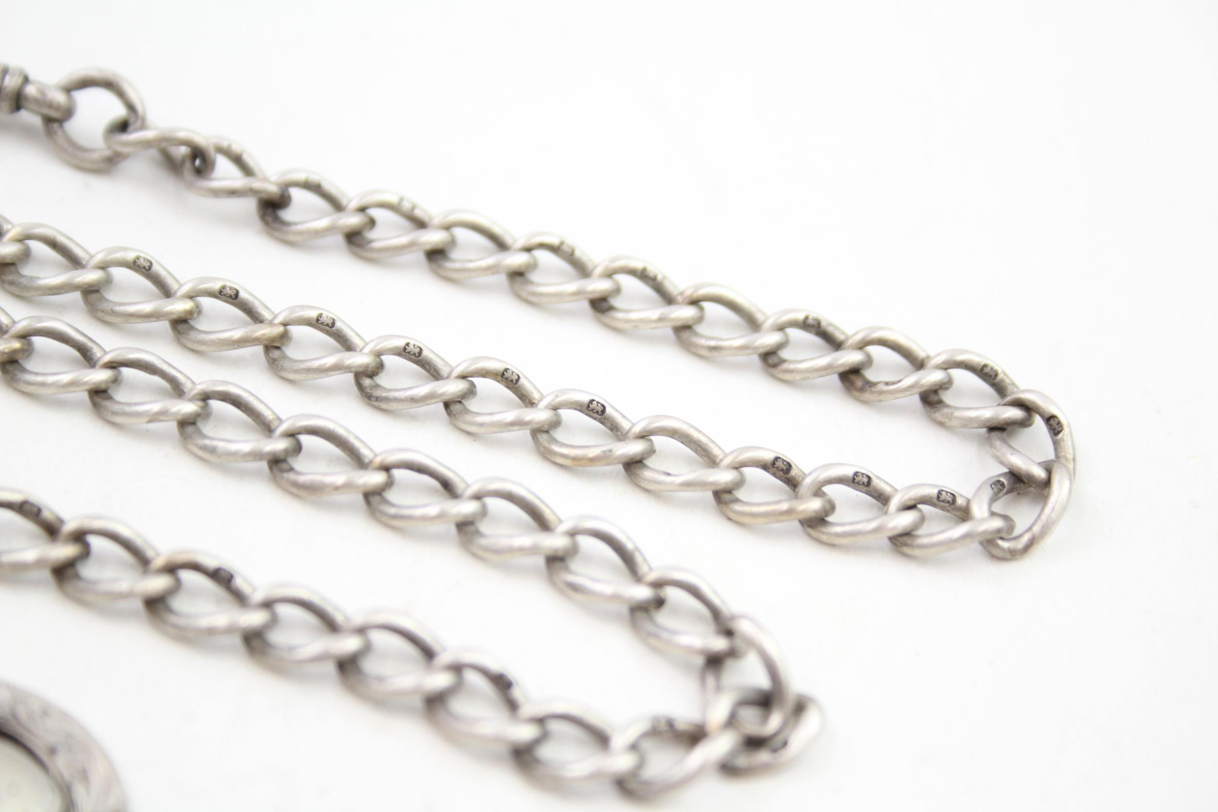 Antique Edwardian sterling silver watch chain and fob (48g) - Image 5 of 5