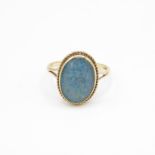 9ct gold opal triplet single stone ring Size O - 2.1 g