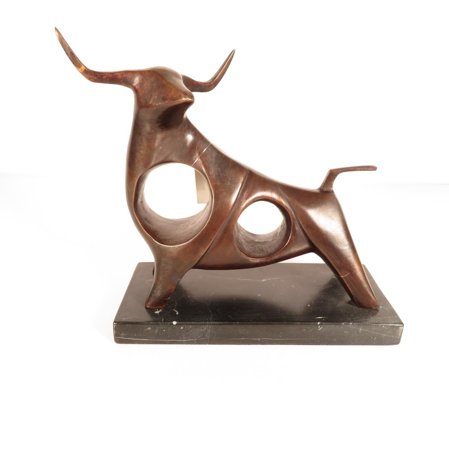 Cold cast bronze Dali Bull - 9 inches long x 9 inch high