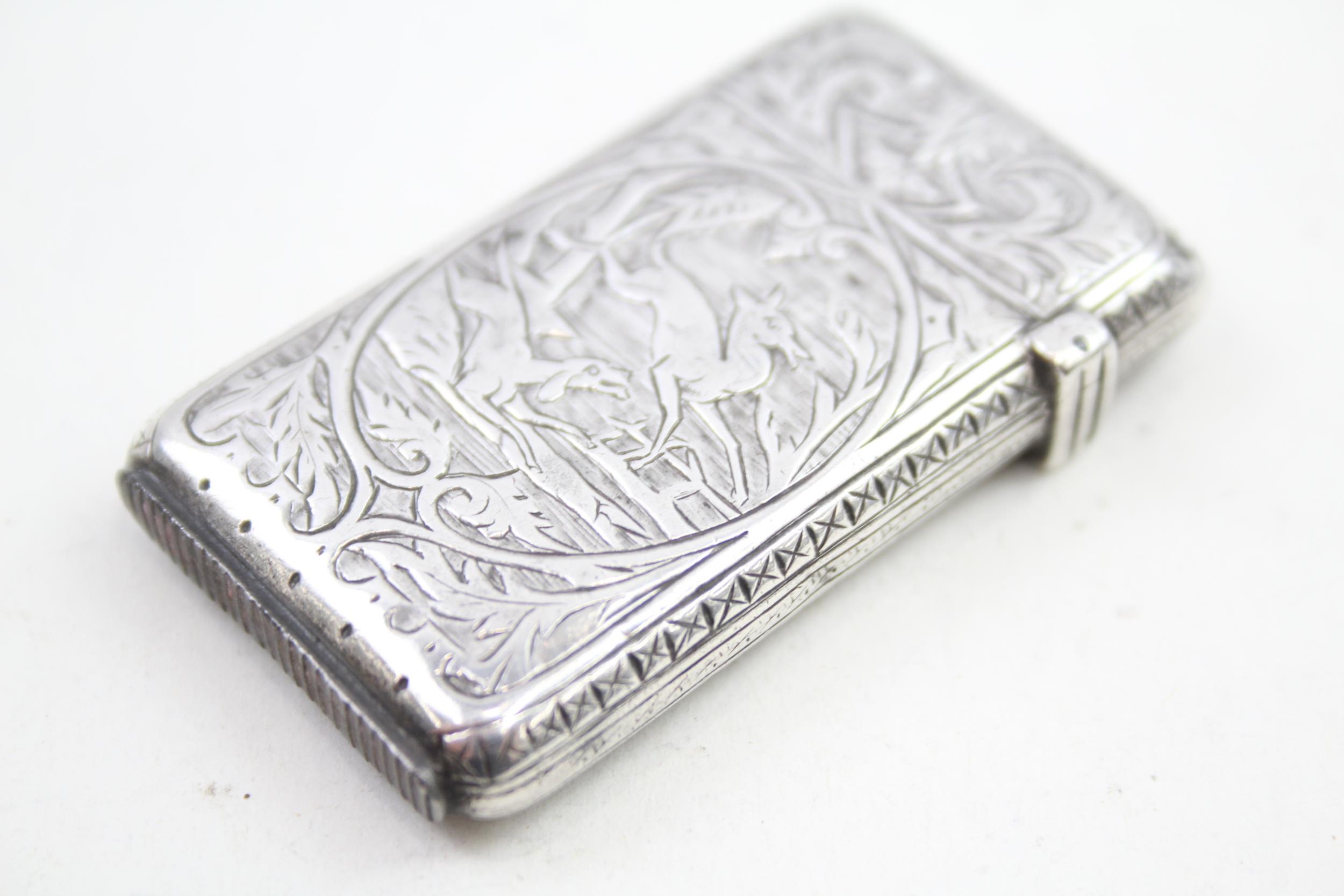 Antique / Vintage .925 Sterling Silver Vesta / Match Case w/ Hunting Scene (22g) - XRF TESTED FOR - Image 3 of 6