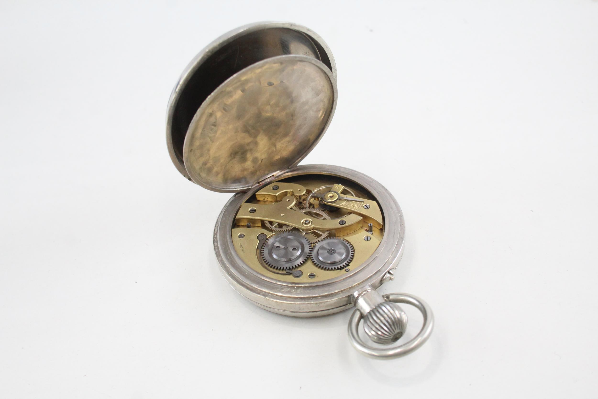 Vintage Jumbo Open Face Pocket Watch w/ Silver Fronted Case Hand-Wind WORKING - Vintage Jumbo Open - Image 5 of 6