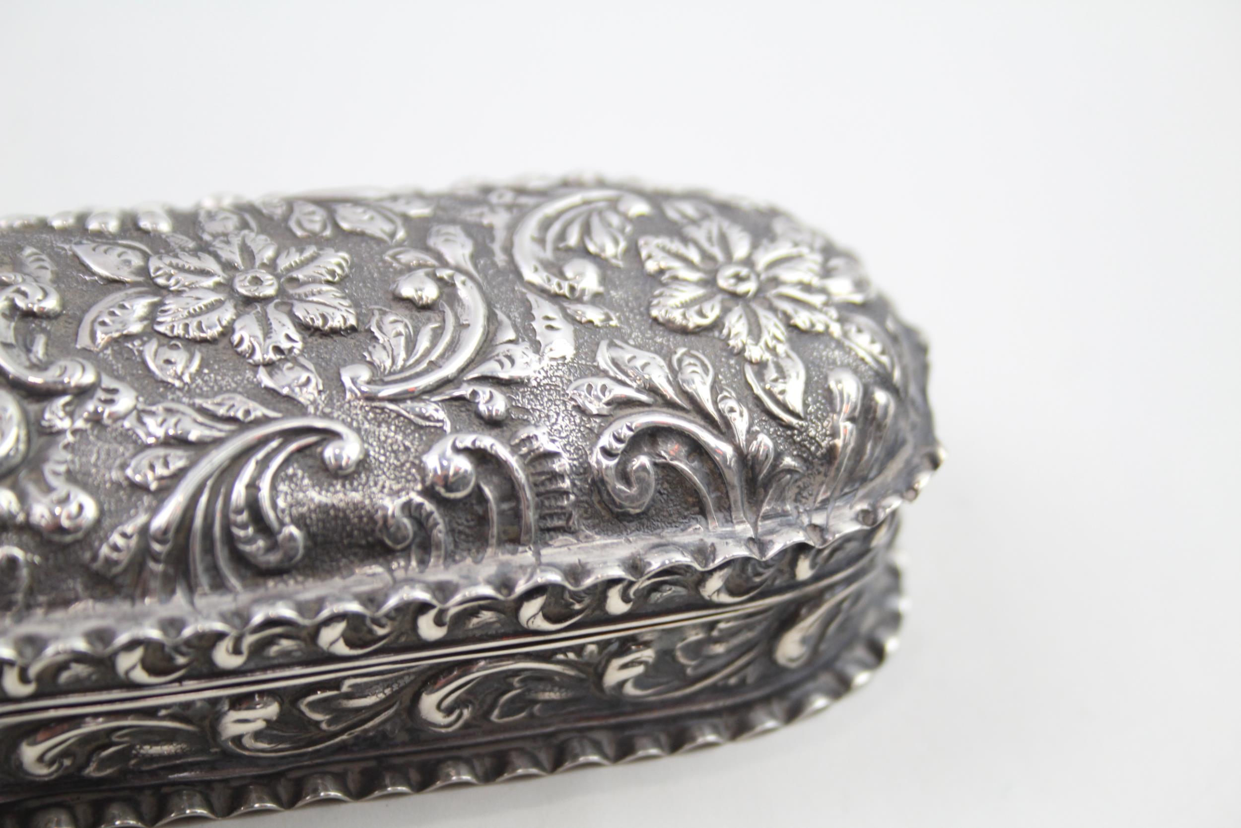 Antique Edwardian 1902 Chester Sterling Silver Long Trinket / Jewellery Box 129g - w/ Engraved - Image 4 of 8