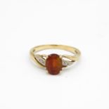 9ct gold citrine & diamond dress ring (2g) Size P