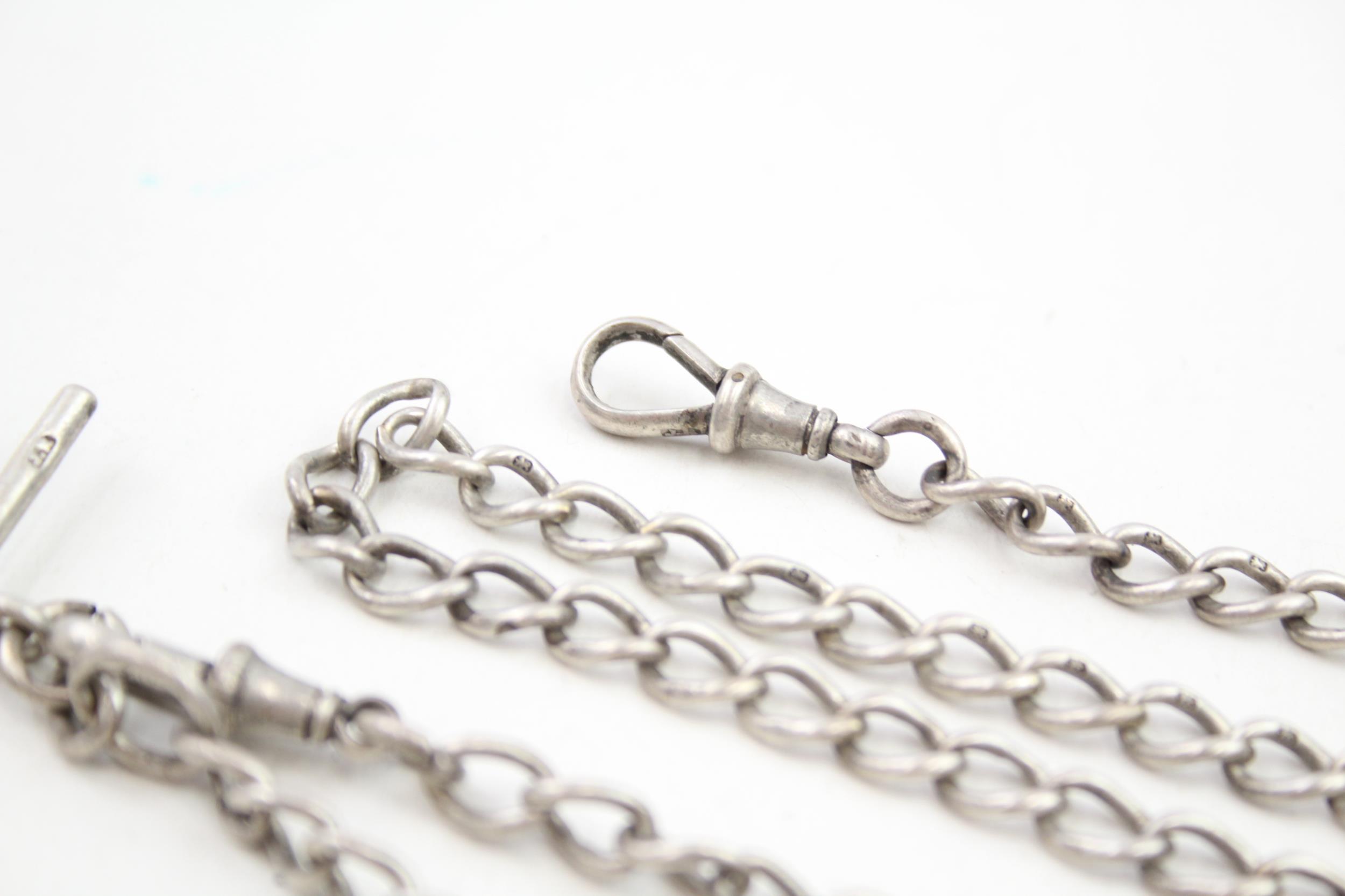 Antique Edwardian sterling silver watch chain and fob (48g) - Image 4 of 5