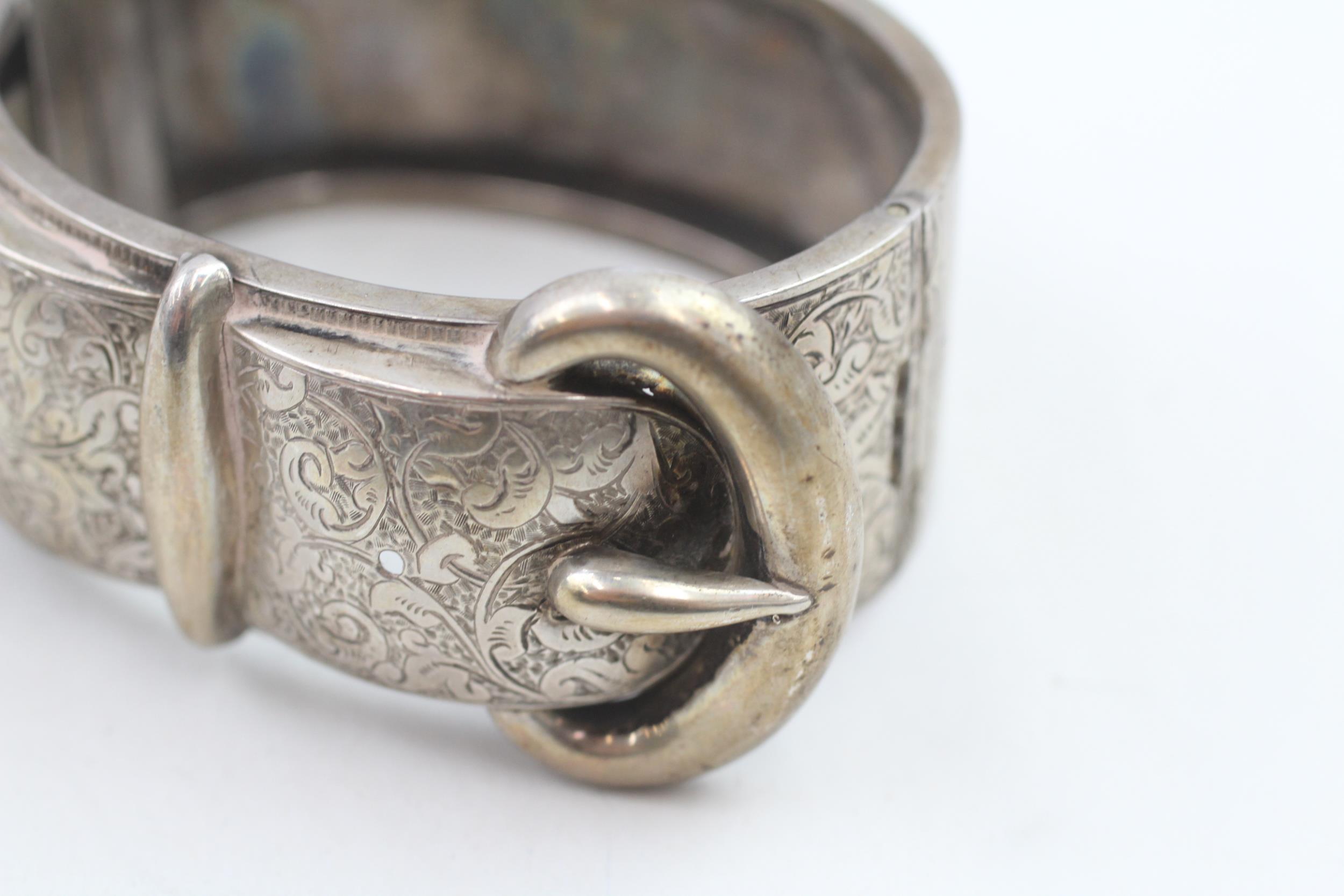 Antique Victorian 900 silver buckle bangle (36g) - Image 2 of 5