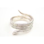 An 835 silver mid century wrap around snake bracelet (43g)