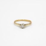 9ct gold diamond solitaire ring Size J - 1.3 g