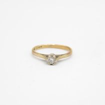 9ct gold diamond solitaire ring Size J - 1.3 g