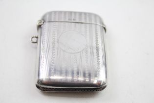 Antique 1919 Birmingham Sterling Silver Vesta Case w/ Blank Cartouche (41g) - Maker - I S