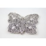 Vintage Hallmarked 1983 London Sterling Silver Butterfly Belt Buckle (63g) - Maker - J A Campbell