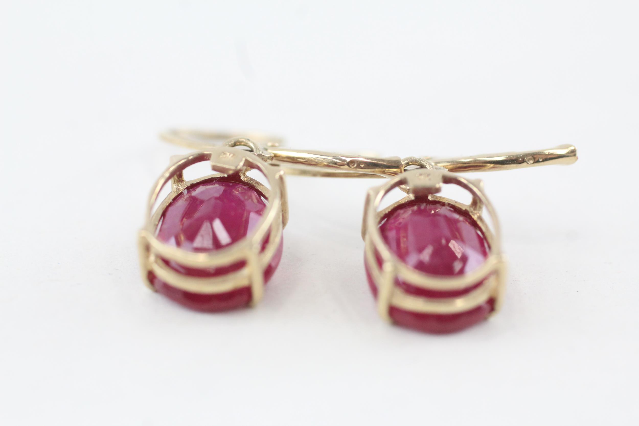 9ct gold enhanced ruby set leverback earrings - 175 g - Image 4 of 4