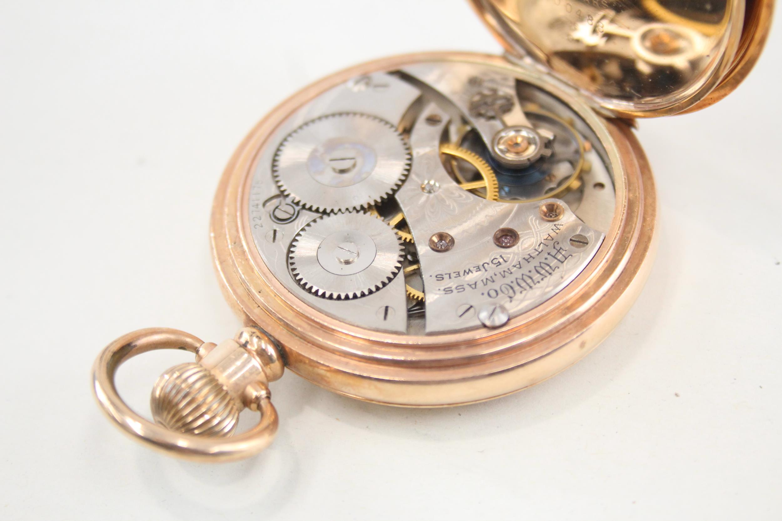 Waltham Full Hunter Rolled Gold Pocket Watch Hand-Wind WORKING - Waltham Full Hunter Rolled Gold - Image 3 of 5