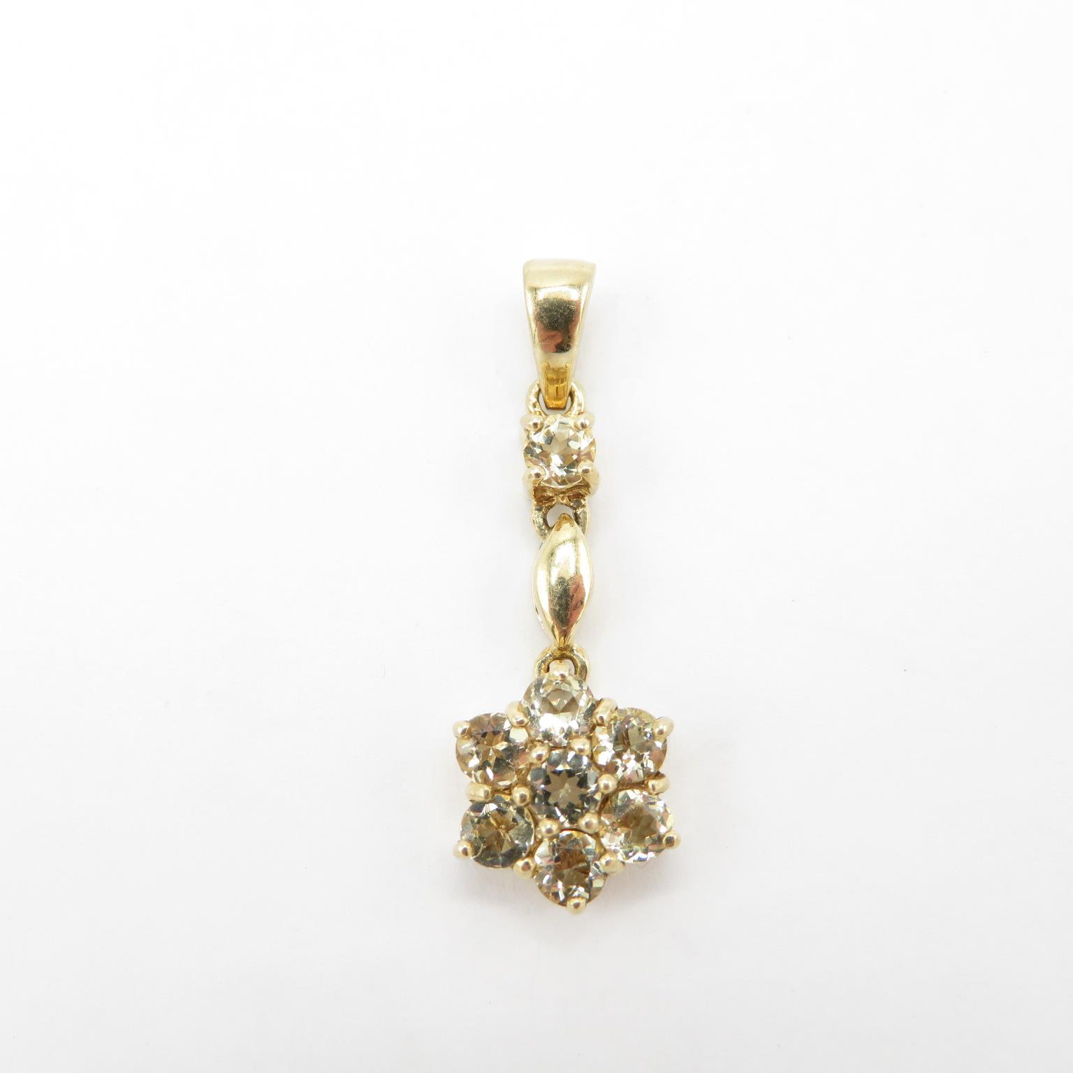 HM 9ct gold pendant with yellow citrine stone floral design (1.9g) - Image 2 of 5