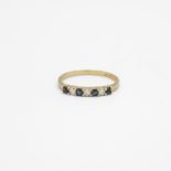 9ct gold vintage sapphire & diamond half eternity ring Size N - 1.1 g