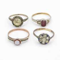 4x vintage antique gold and silver rings 7.6g