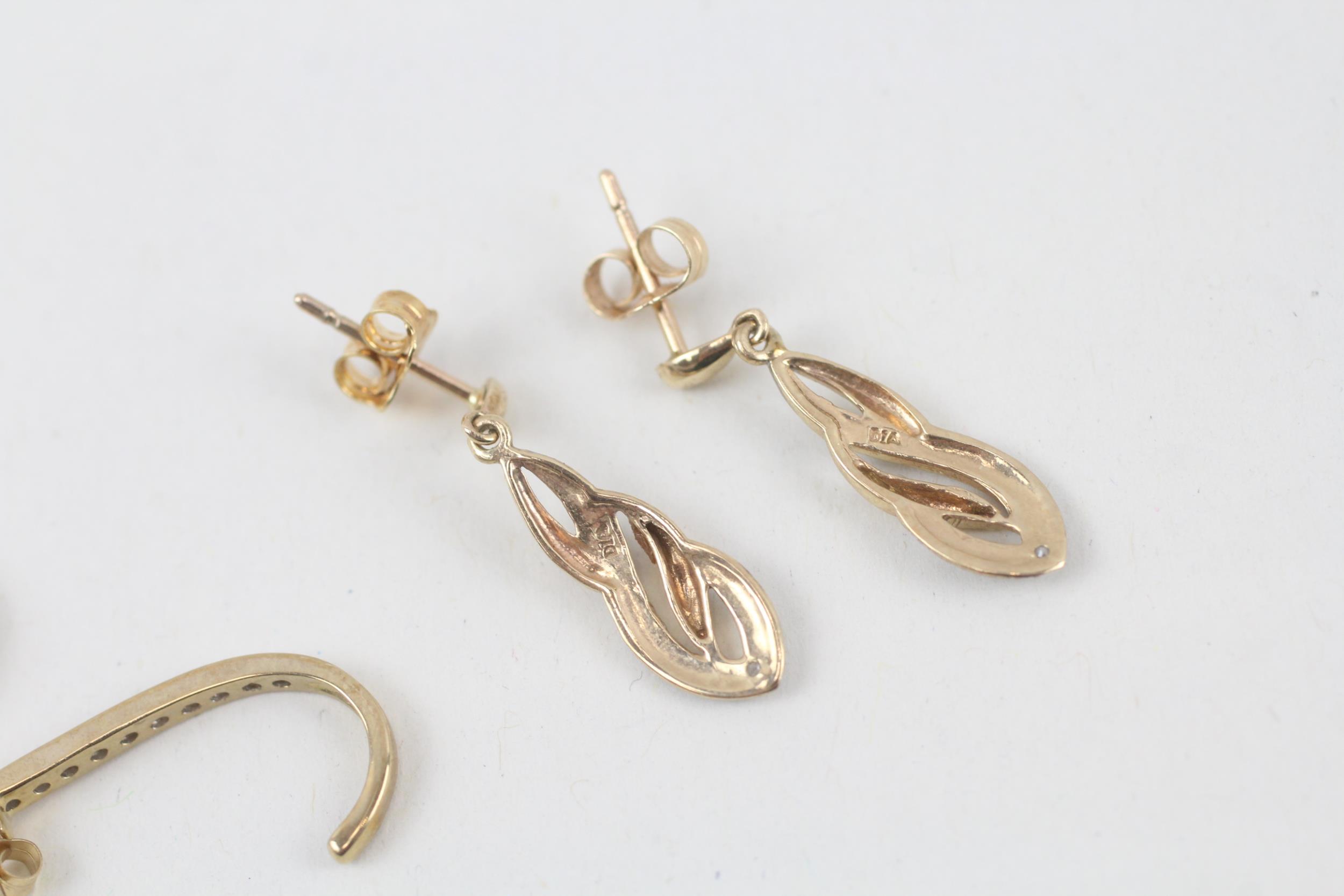 2x 9ct gold diamond drop earrings - 3.4 g - Image 7 of 7