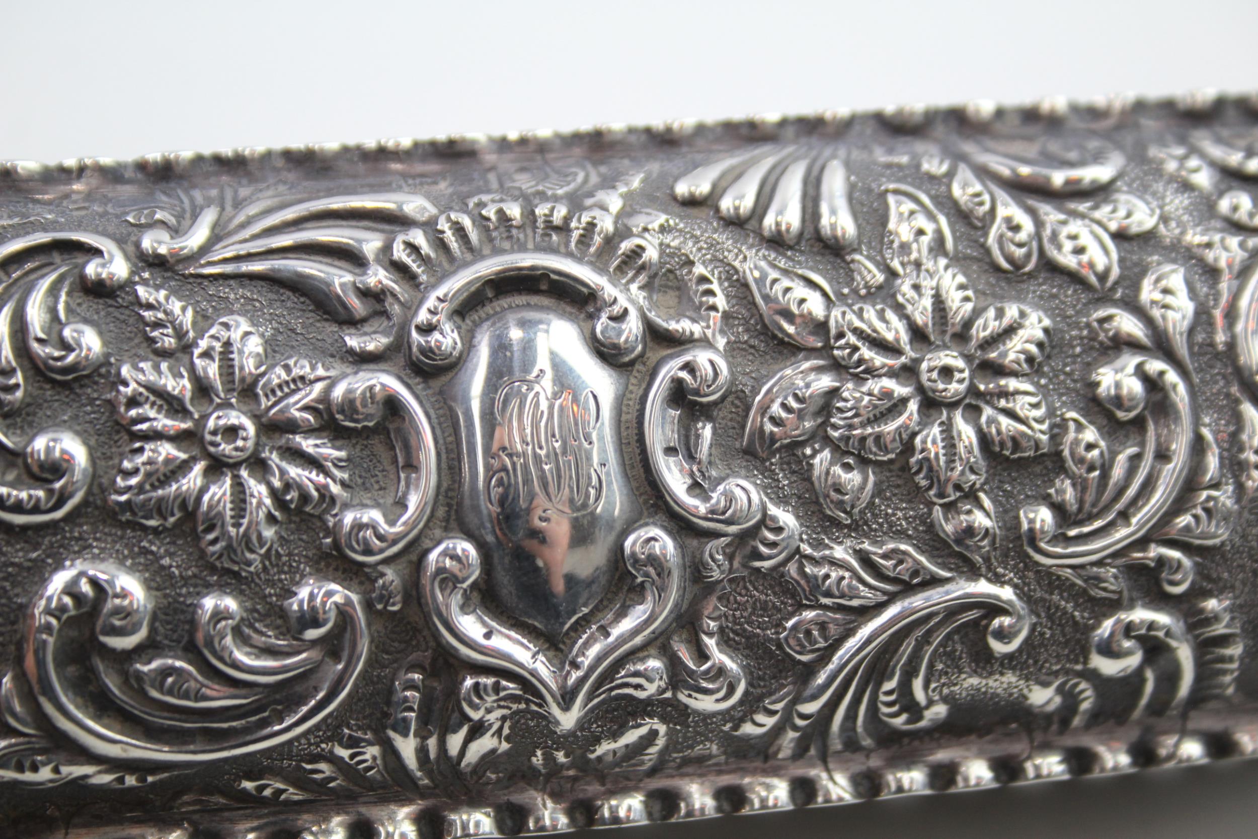 Antique Edwardian 1902 Chester Sterling Silver Long Trinket / Jewellery Box 129g - w/ Engraved - Image 5 of 8