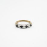 9ct gold sapphire & diamond half eternity ring Size M - 2 g