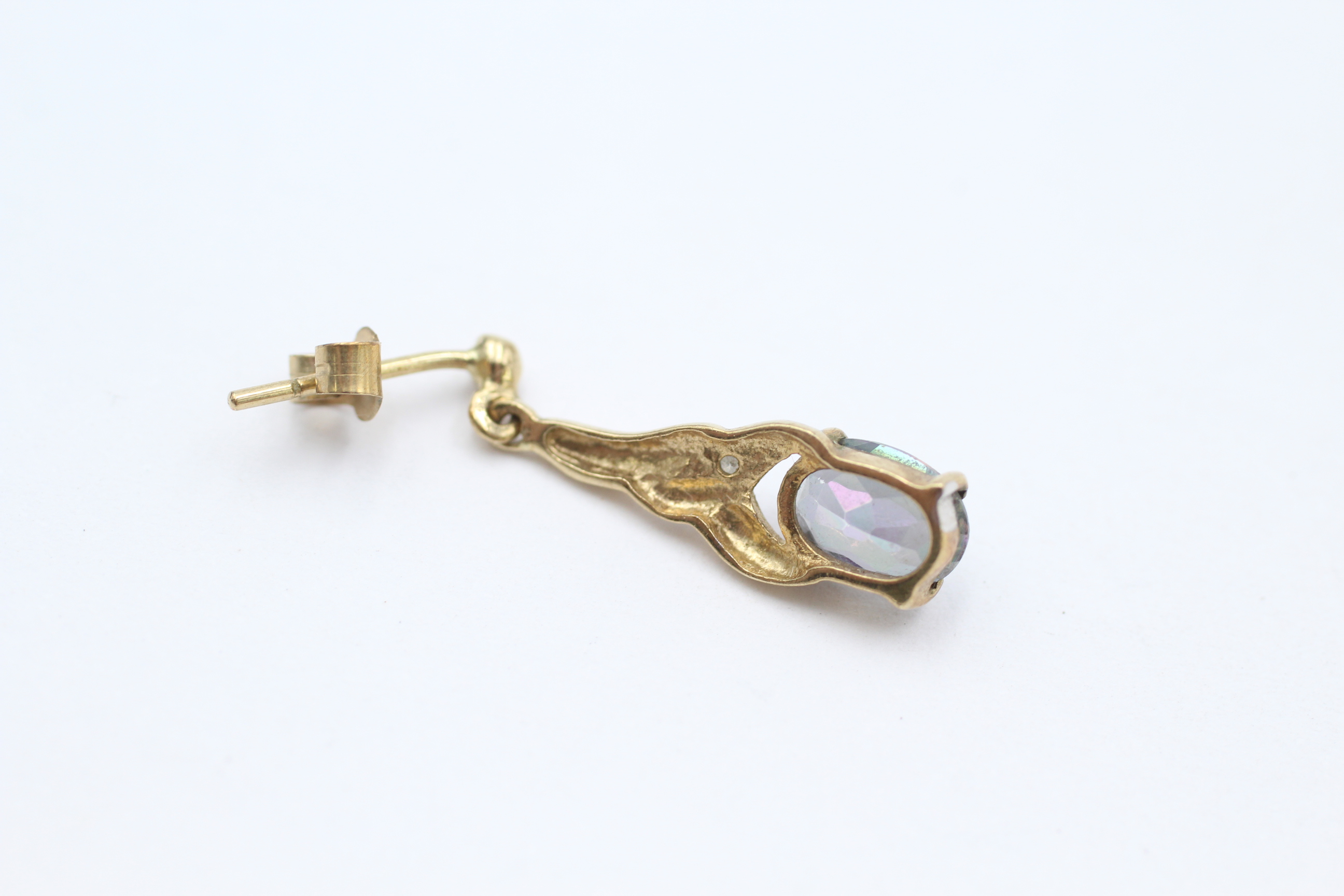 9ct gold diamond & mystic topaz dangle earrings - 1.6 g - Image 4 of 4