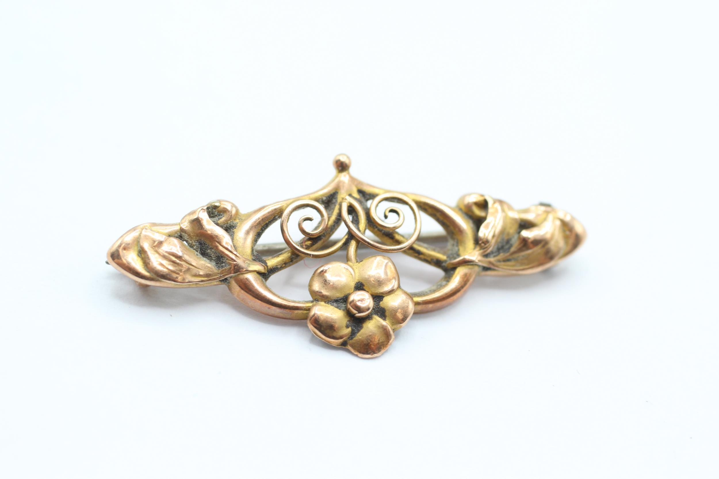 9ct gold art nouveau brooch - 1.5 g - Image 3 of 4