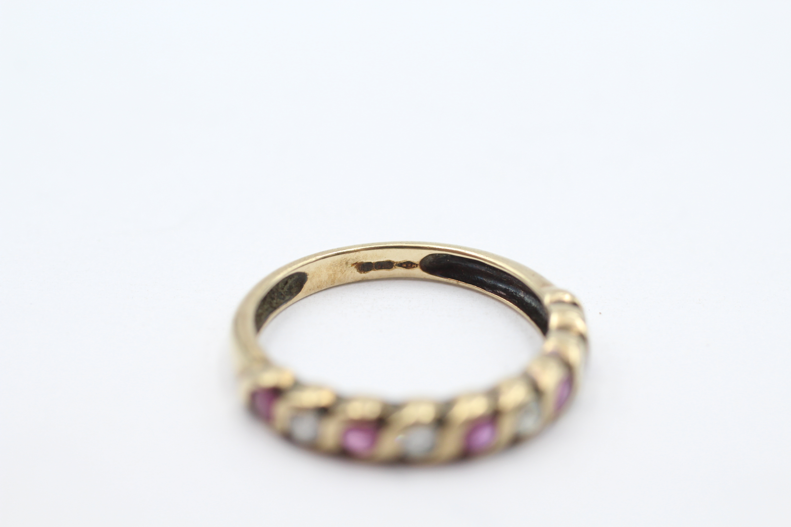 9ct gold diamond & ruby nine stone ring Size N - 1.9 g - Image 2 of 4