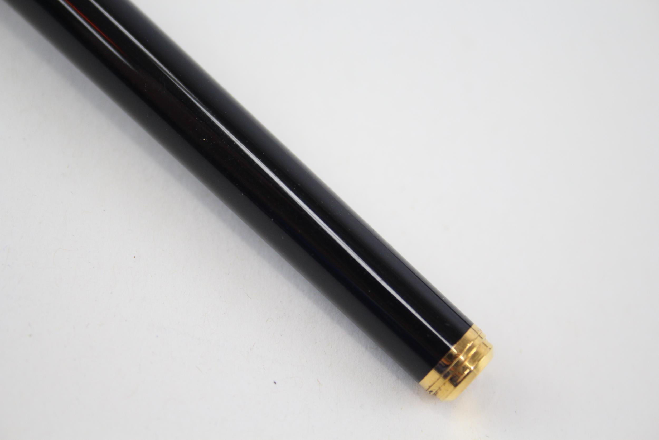 Must De CARTIER Black Lacquer & Gold Plated Fountain Pen w/ 18ct Nib WRITING - Dip Tested & - Bild 4 aus 5